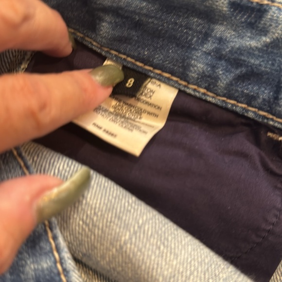 EXPRESS Brand JEAN SHORTS Sz 8 Denim w/ Lace Sides Ties Z47 - Picture 7 of 7